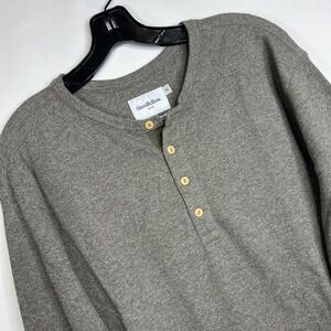 Goodfellow & Co Gray-Green Henley Shirt Men XL Long Sleeve Waffle Knit Basics